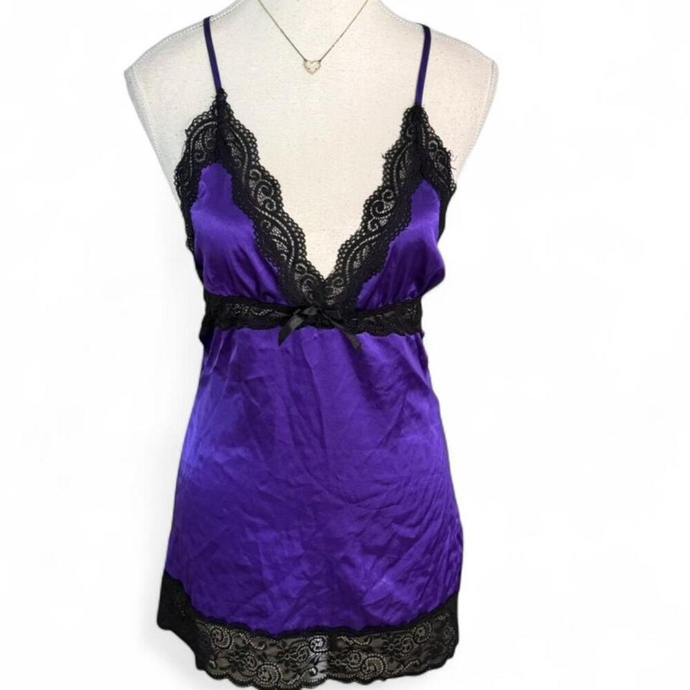 Seven TIL Midnight Y2K Gothic Grunge Lace Purple & Black Slip dress size medium